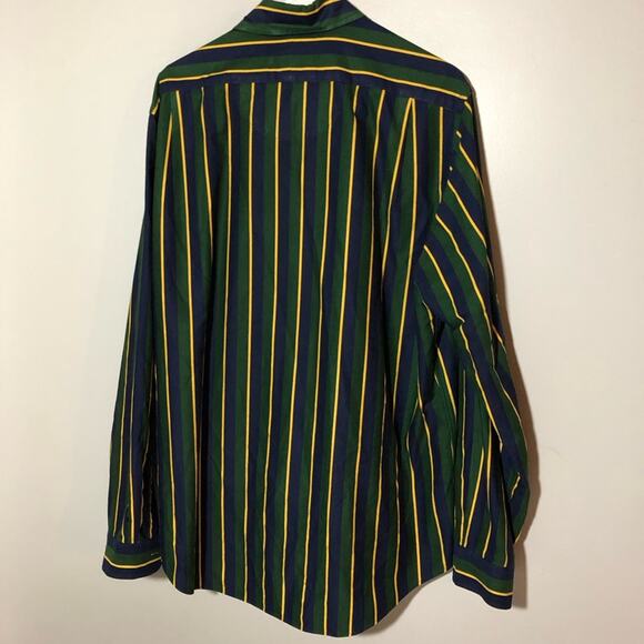 Polo Ralph Lauren mens XL classic fit green blue gold striped Oxford button up - Picture 2 of 10